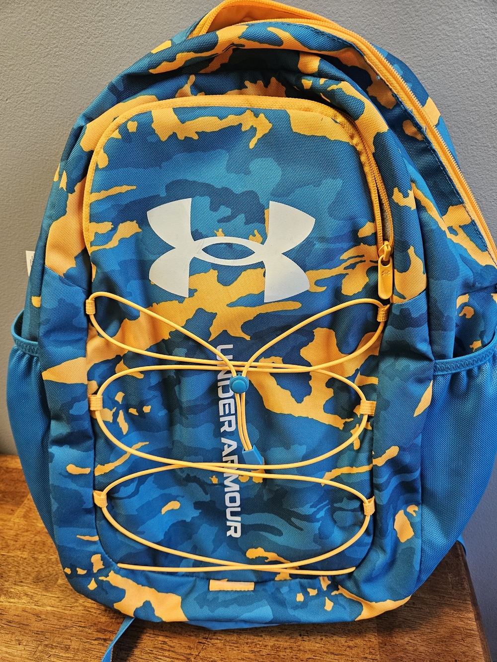 Under Armour Blue & Orange Camo Backpack EUC